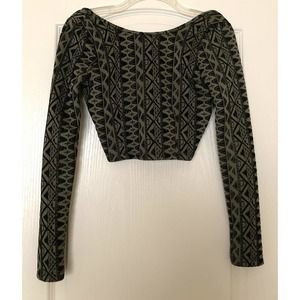 Arden B Green Open Back Cropped Texture Top XS